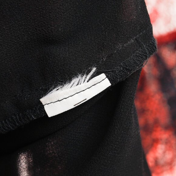 Twinset Burgundy & Pink Lace Ruffle Tie-Neck Blouse - Picture 10 of 10